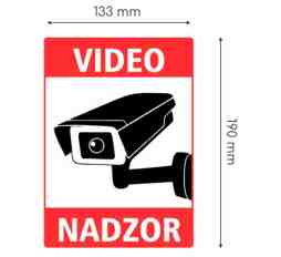 Slika izdelka: Nalepka "VIDEONADZOR" A5 (190x133) prozorna