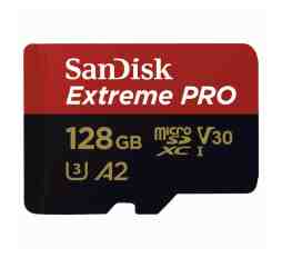 Slika izdelka: SDXC SANDISK MICRO 128GB EXTREME PRO, 200/90MB/s, A2, UHS-I, C10, V30, U3, adapter
